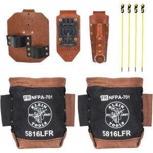 imageKlein Tools 5816LFR Flame Resistant Bolt Bag for Tool Storage with Leather Reinforced Rim and Bottom and Separated Tunnel Loops ConnectionTool Bag Set