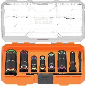 imageKlein Tools 653QS KNECT Quad Socket 12 Sizes in 3 Sockets 4in1 Color Coded SAE Impact Rated HeavyDuty 14 and 38Inch Drive 312 and 612Inch Shaft12 SAE  12 Metric Sizes