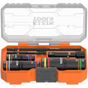 imageKlein Tools 653QS KNECT Quad Socket 12 Sizes in 3 Sockets 4in1 Color Coded SAE Impact Rated HeavyDuty 14 and 38Inch Drive 312 and 612Inch Shaft12 SAE Sizes