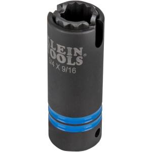 imageKlein Tools 66031 3in1 Slotted Impact Socket 12Point Deep Sockets Coaxial Spring Loaded 34 and 916Inch Hex Sizes 12Inch DriveSocket
