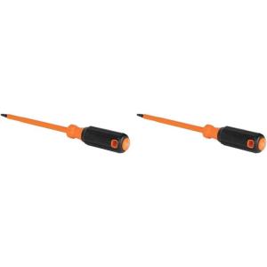 imageKlein Tools 6846INS Insulated Screwdriver Made in USA 1000V 2 Square Tip Screwdriver with 6Inch Shank TipIdent CushionGrip HandleOne Size Pack of 2