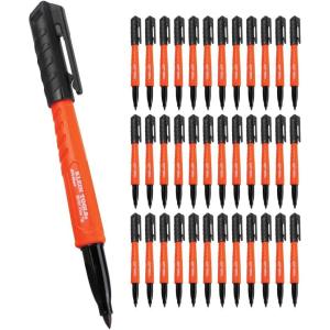 imageKlein Tools 80190 Skribes Fine Tip Permanent Markers ProfessionalGrade Ink MultiSurface Jobsite Marker for Wet Dry and Oily Surfaces Black 36Pack