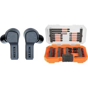 imageKlein Tools AESEB2 Elite Bluetooth Jobsite Earbuds True Wireless Earplugs 25dB NRR Hearing Protection 24Hour Playtime Digital LED DisplayHeadphones  DRILLBITS 33801
