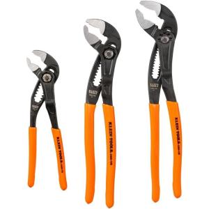 imageKlein Tools D5053BKIT 3Piece QuickAdjust Klaw Pump Pliers Set 7Inch 10Inch and 12Inch Compact Design with VJaw and Hardened Teeth for Maximum Torque