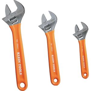 imageKlein Tools D5074 Adjustable Wrench Set Extra Capacity 6Inch 8Inch 10Inch 12Inch Forged Alloy Steel Metric and SAE 4Piece3Piece Kit
