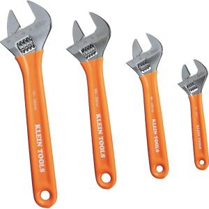 imageKlein Tools D5074 Adjustable Wrench Set Extra Capacity 6Inch 8Inch 10Inch 12Inch Forged Alloy Steel Metric and SAE 4Piece4Piece Kit