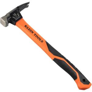 imageKlein Tools H80918 Smooth Face Fiberglass Hammer with Straight Claw 18Ounce Forged Steel Magnetic Nail Starter and ExtraLarge Squared Strike FaceModern