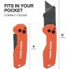 imageKlein Tools 44307 FLICKBLADE Folding Utility Knife Subcompact Design with QuickChange TripleGround Carbon Steel Blade Dual Locking Positions and Pocket Clip