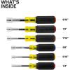 imageKlein Tools 65456MAG HeavyDuty HollowShaft Nut Driver Set Magnetic ColorCoded Hex Sizes 14 to 916Inch CushionGrip Handles 6PieceNut Driver Set Magnetic