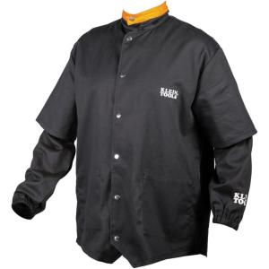 imageFR Welding Jacket with Removable Sleeves FlameResistant Cotton ShortSleeve BlackLarge