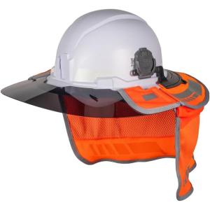 imageKlein Tools 03011 Hybrid Wide Brim Sombrero Sun Hat for Men with Neck Flap HiVisibility 1200D Fabric and Universal Hard Hat Clips