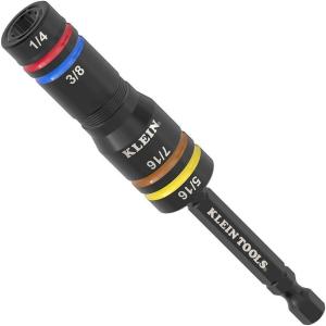 imageKlein Tools 652QS Quad Socket 8 Sizes in 2 Sockets 4in1 Color Coded SAE Impact Rated DeepWell HeavyDuty 14Inch Drive 612Inch ShaftQuad Socket