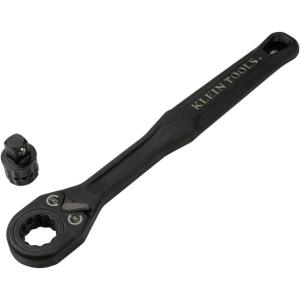 imageKlein Tools 65408ADP KNECT M Pass Through Ratchet and 38Inch Socket Adapter Set 90Tooth Wrench for Extended Threaded Rods Compact and Comfortable Grip Traditional Socket Compatibility