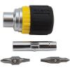 imageKlein Tools 32593 Multibit Ratcheting Screwdriver 6in1 Stubby Tool with Phillips and Slotted Bits and 2 Nut Driver Sizes
