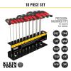 imageKlein Tools JTH610EB Ball End THandle Hex Key Set SAE Inch Sizes Allen Wrench Set with 6Inch Blades Stand Included 10Piece10 Piece