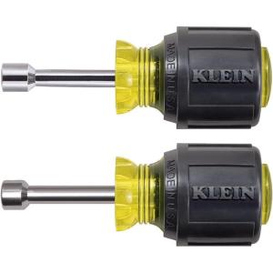 imageKLEIN TOOLS 610M Tool Set Made in USA Magnetic Nut Driver Set with Stubby Nut Driver Sizes 14 and 516Inch Full Hollow Shaft 2Piece