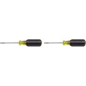 imageKlein Tools 6124 Screwdriver Made in USA Flat Head Terminal Block Screwdriver 18Inch Cabinet Tip 4Inch Round Shank TBDIN1 Count Pack of 2