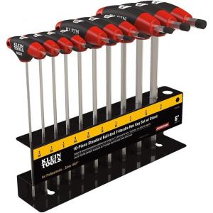 imageKlein Tools JTH610EB Ball End THandle Hex Key Set SAE Inch Sizes Allen Wrench Set with 6Inch Blades Stand Included 10Piece10 Piece