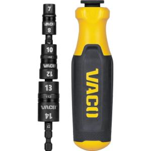 imageVACO VAC1070 Impact Driver 7in1 SAE MultiBit Impact Flip Socket with Handle 6 EasytoIdentify Hex Driver Sizes and 14Inch Bit HolderMetric
