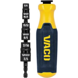 imageVACO VAC1070 Impact Driver 7in1 SAE MultiBit Impact Flip Socket with Handle 6 EasytoIdentify Hex Driver Sizes and 14Inch Bit HolderSAE