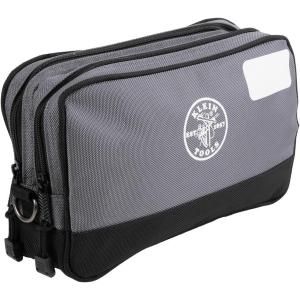 imageKlein Tools 55582 Tool Pouch Zipper Bag Dual Compartments 10Inch x 6Inch Heavy Duty Tool Bag Organizer Multipurpose for Tools to CraftsGray