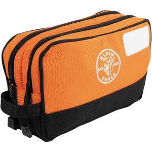 imageKlein Tools 55582 Tool Pouch Zipper Bag Dual Compartments 10Inch x 6Inch Heavy Duty Tool Bag Organizer Multipurpose for Tools to CraftsOrange
