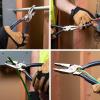 imageKlein Tools 12098 High Leverage Universal Lineman Combination Pliers with Crimping Die Toothed Pipe Grip Induction Hardened Knives 8Inch