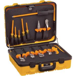 imageKlein Tools 33526 Basic Insulated Tool Kit 1000Volt 3 Pliers 3 Screwdrivers Cable Cutter and Wire CutterStripper 8Piece13Piece