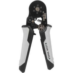 imageKlein Tools 34056 Ferrule Crimping Tool Hex Crimper Pliers for 10 to 22 AWG Wire Terminals BuiltIn Adjustable Ratchet for Electrical Work