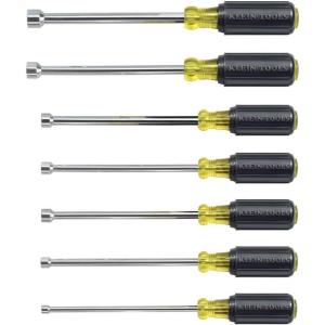 imageKlein Tools 647 Tool Set Made in USA Nut Drivers Sizes 316 14 516 1132 38 716 12Inch ChromePlated 6Inch Shafts Cushion Grip 7Piece7Piece