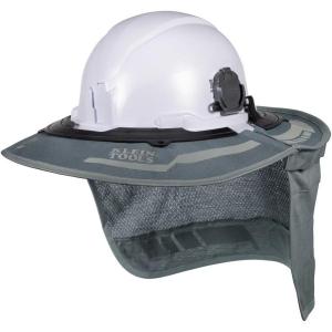 imageKlein Tools FR03010 FlameReistant Full Brim Sombrero Outdoor Sun Hat for Men with Neck Shade Hard Hat Accessory 50Plus UPF Protection Fire Resistant Fabric Universal Clips