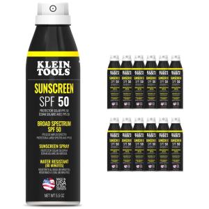 imageKlein Tools SPF50LOT15 Sunscreen Lotion SPF 50 120Minute WaterResistant Broad Spectrum UVAUVB Sun Protection NonGreasy 15Ounce Tube 12PackSpray