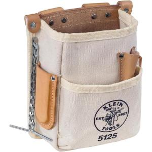 imageKlein Tools 5125 Canvas and Leather 5Pocket Tool Pouch with Chain Tape Thong and Tunnel Belt ConnectionCanvas