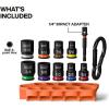 imageKlein Tools 33809 GrabAndGo Impact Socket Set SAE 10Piece Set with Sleeve Carabiner and 38Inch Drive ColorCoded 14 516 38 716 12 916 58 1116 and 34Inch Sockets