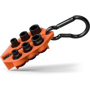 imageKlein Tools 33808 GrabAndGo Impact Socket Set SAE 7Piece Set with Sleeve Carabiner and 38Inch Drive ColorCoded 14 516 38 716 12 and 916Inch Sockets