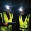 imageKlein Tools 80168 FullBrim Hard Hat Set Class C Vented White Hard Hat with Rechargeable WideBeam Headlamp and Lithiumion Battery 3Piece