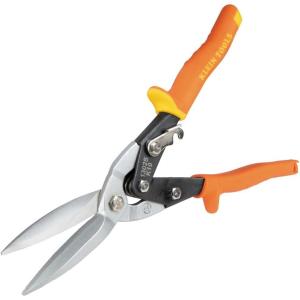 imageKlein Tools 1302S Aviation Tin Snips Straight Long Cut Heavy Duty Metal Cutting Shears with Forged Steel Blade