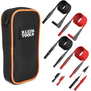 imageKlein Tools 69483 Meter Test Leads Accessory Kit with 2 RightAngle Leads 2 Lead Extenders 2 Lead Heads 2 Alligator Clips and Case