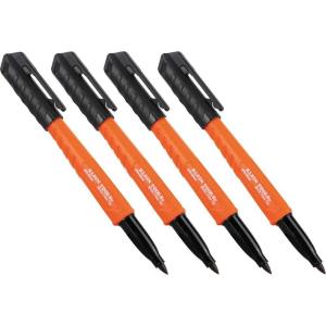imageKlein Tools 861914 Skribes Fine Tip Permanent Markers Assorted Colors Hard Hat Clip MultiSurface Jobsite Marker for Wet Dry and Oily Surfaces 4PackBlack