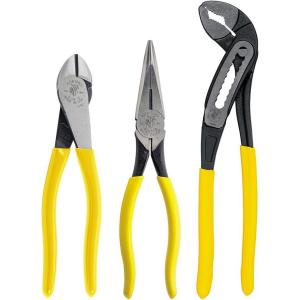 imageKlein Tools 92918 3Piece Pliers Set MultiPurpose 10Inch Classic Klaw Tongue and Groove Pump Pliers 8Inch Needle Nose and Diagonal Cutting Pliers