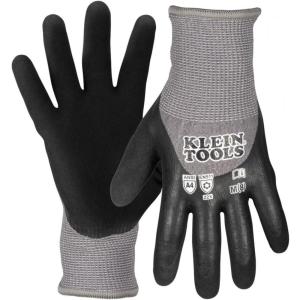 imageKlein Tools Winter Work Gloves Knit Dipped ANSI A4 CutResistant Sandy Latex Coated FleeceLined Touchscreen CapableMedium