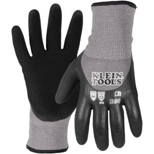 imageKlein Tools Winter Work Gloves Knit Dipped ANSI A4 CutResistant Sandy Latex Coated FleeceLined Touchscreen CapableXlarge